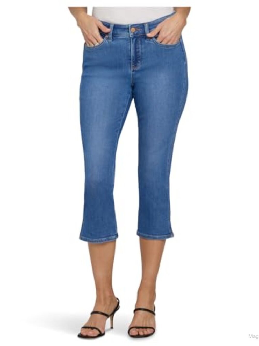 Petite Chloe Capri Side Slit Jeans Lift Tuck Skinny Stretch